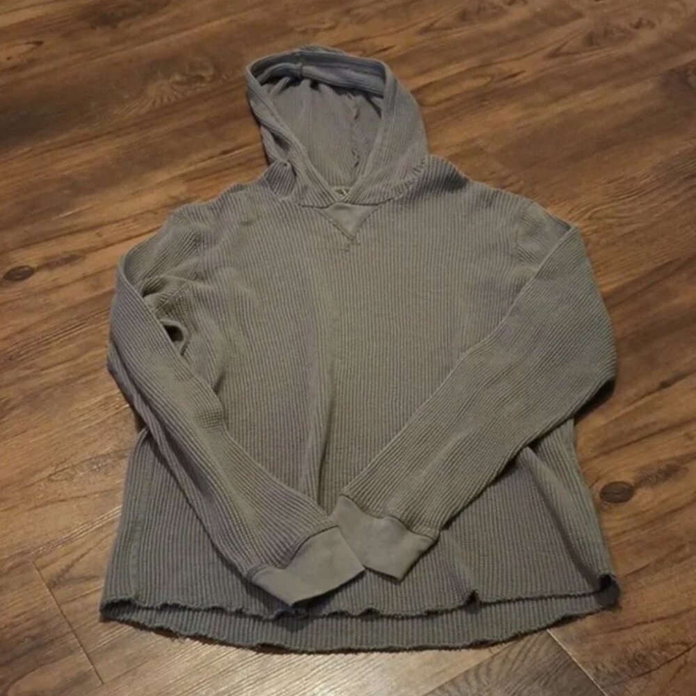 OuterKnown Grey Hooded Waffle Knit Midi To Heavy Weight Sweatshirt A7